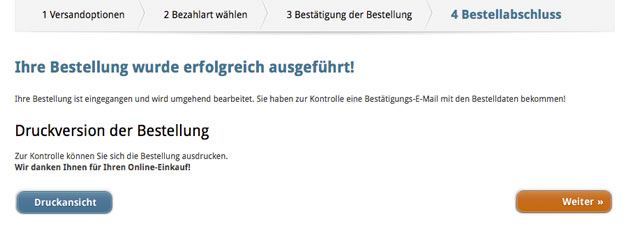 Bestellabschluss Bestellabschluss