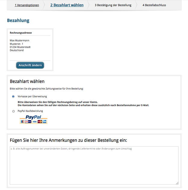 Bezahlart wählen Bezahlart wählen