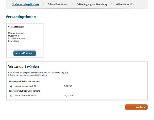 Versandoptionen Versandoptionen