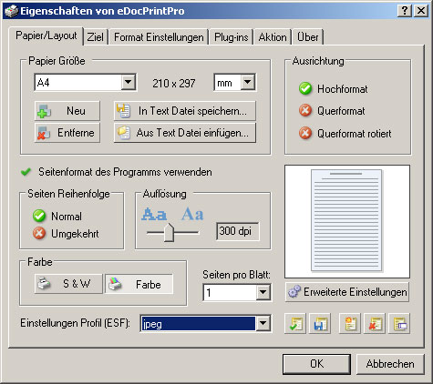 Menüpunkt Papier/Layout Menüpunkt Papier/Layout